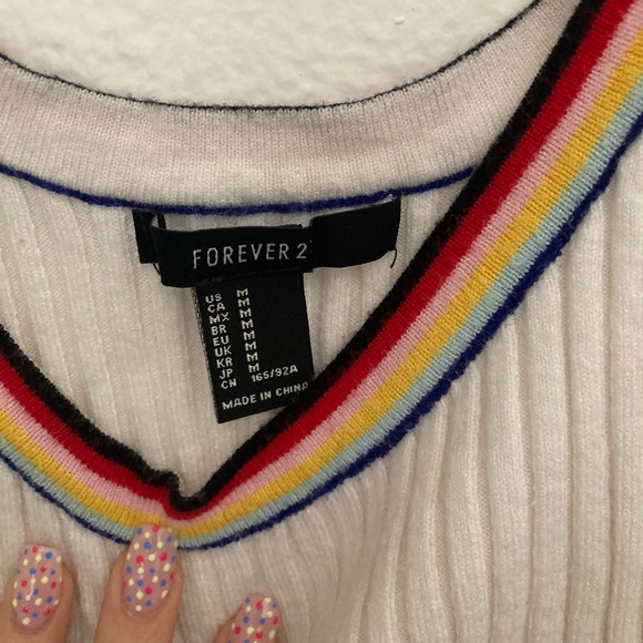 **Forever 21 Rainbow Crop Top | Women's Fashion Crop Tee** - Picture 2 of 3